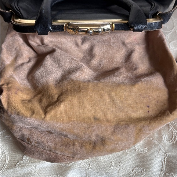 Oroton Black Leather Crossbody Bag with Gold Accents - Picture 7 of 11